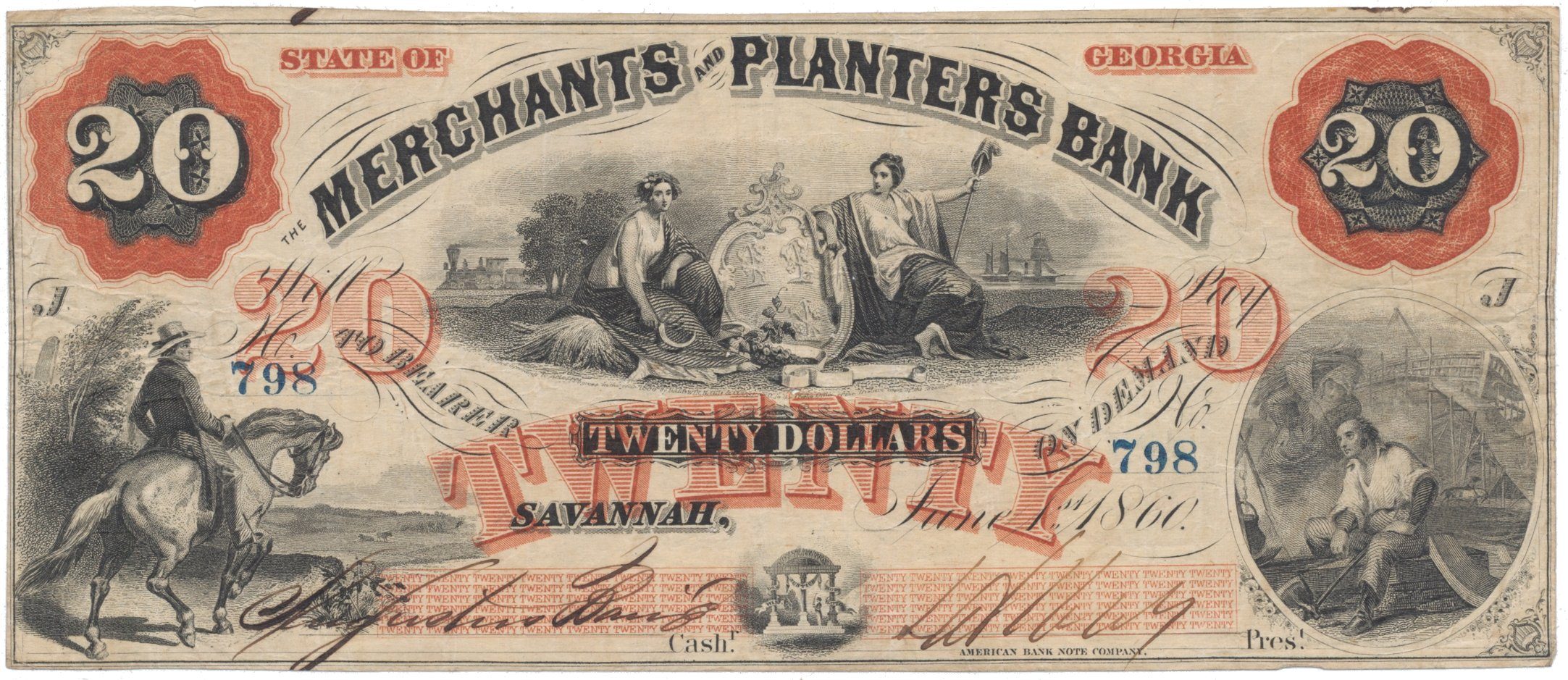 USA - Georgia, 20 Dollar 1860