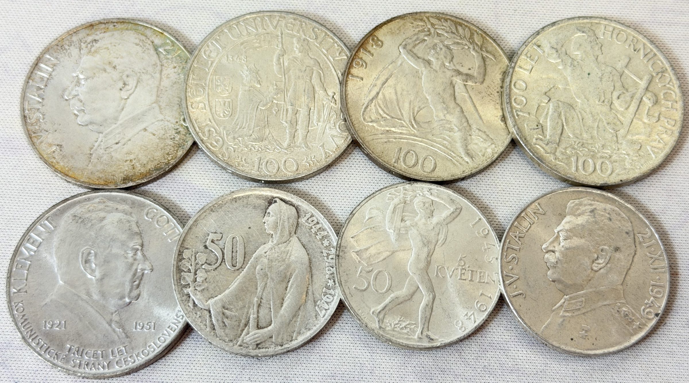 Kompletní soubor 8 ks pamětních mincí 1947 - 1951