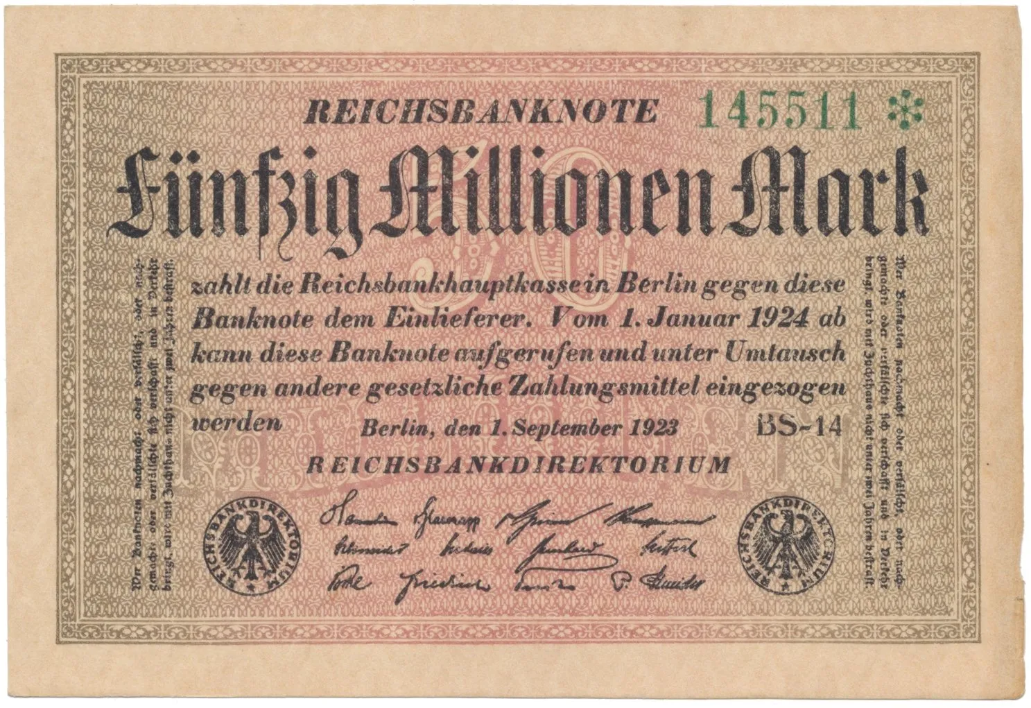 Německo, 50 Millionen Mark 1923, Ro.108ja