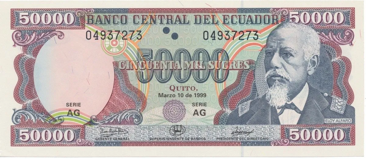 Ekvádor, 50.000 Sucres 1999, P.130a