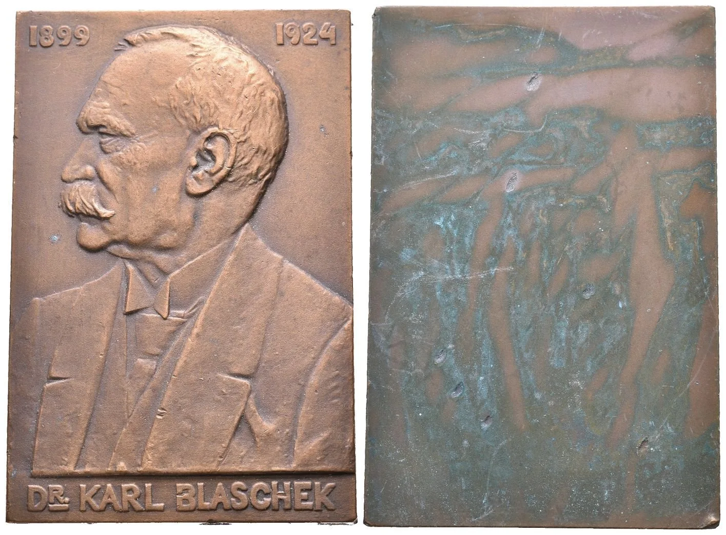 AE Plaketa 1924 - Dr. Karl Blaschek. Bronz 73 x 48 mm — 1