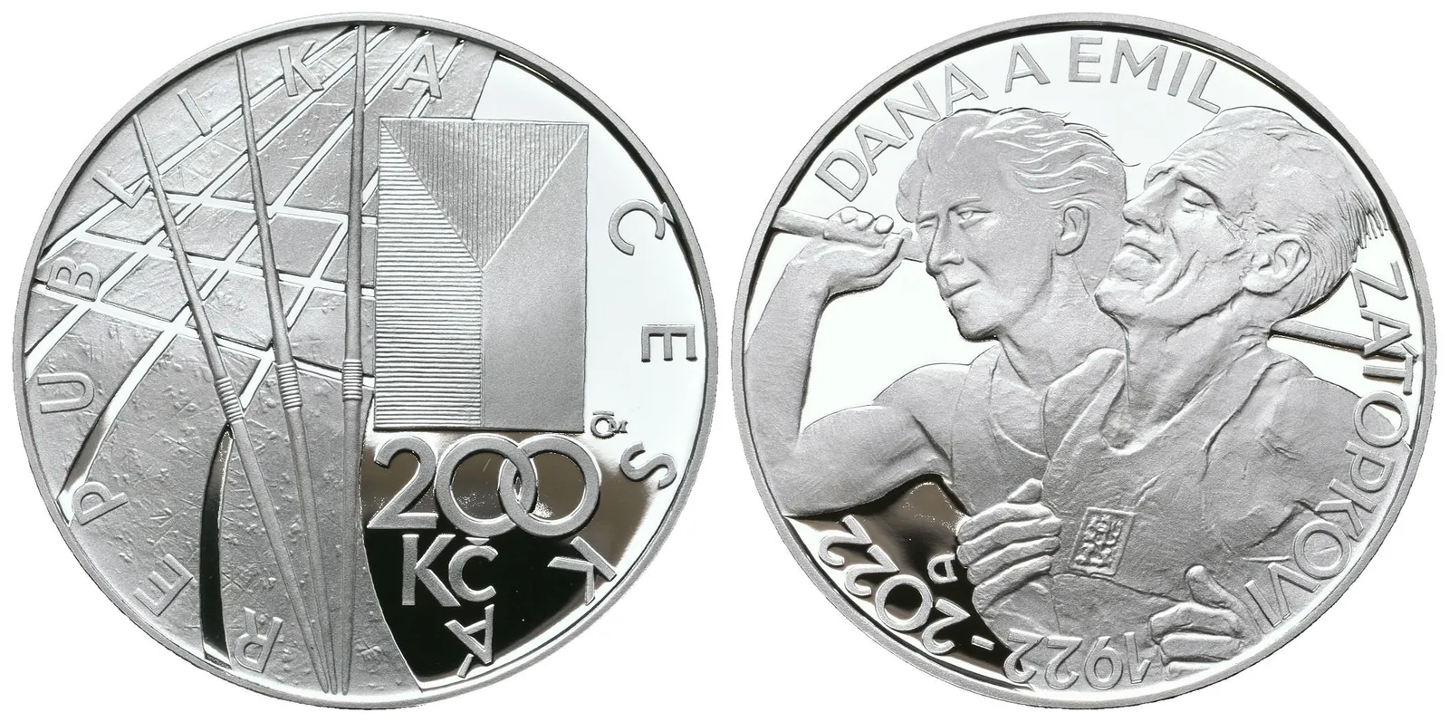 200 Kč 2022 - Dana a Emil Zátopkovi, PROOF