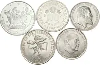 Soubor stříbrných mincí - 10 Euro 2003 a 100 Pesetas 1966, Španělsko, — 1