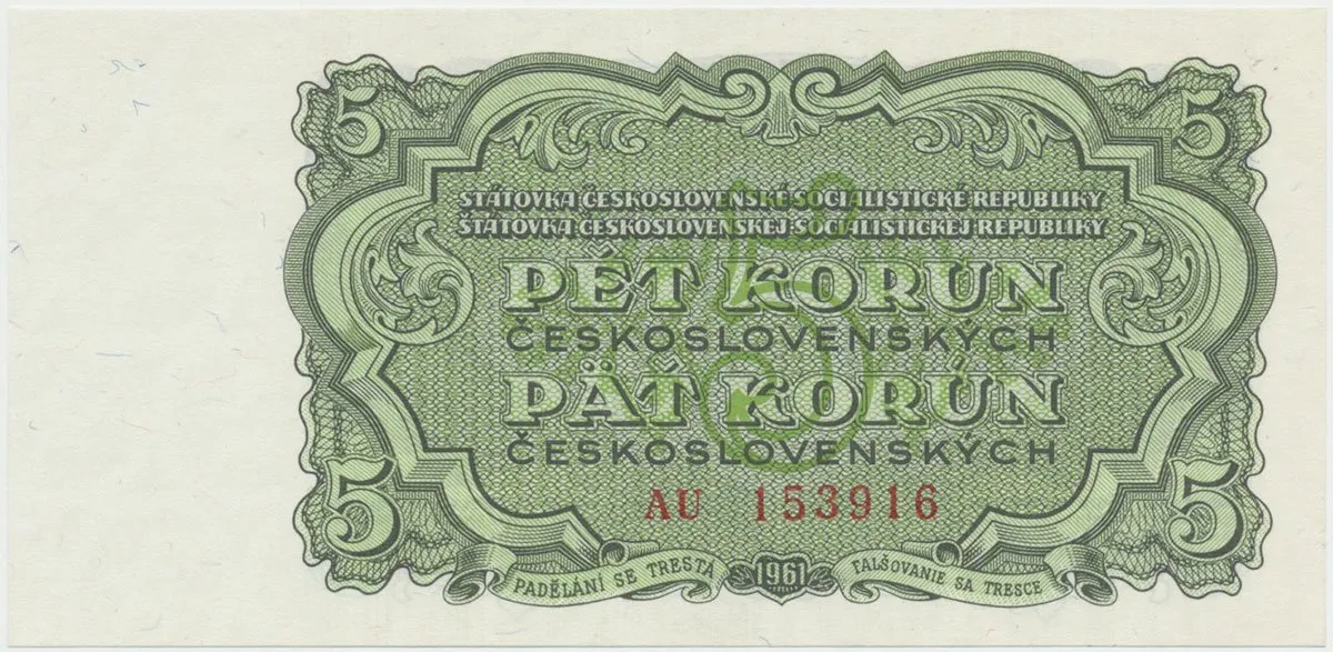 Československo, 5 Koruna 1961, série AU, Hej.99a