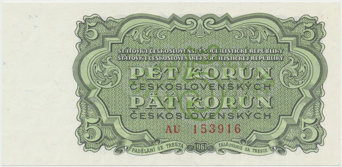 Československo, 5 Koruna 1961, série AU, Hej.99a