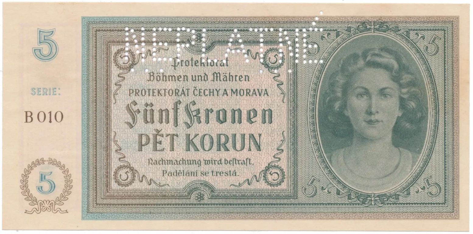 5 Koruna b.d. (1940), série B, NEPLATNÉ, Hej.31a.S2