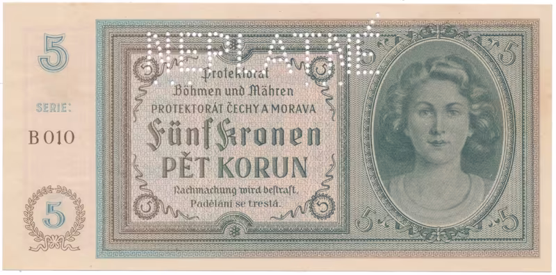5 Koruna b.d. (1940), série B, NEPLATNÉ, Hej.31a.S2