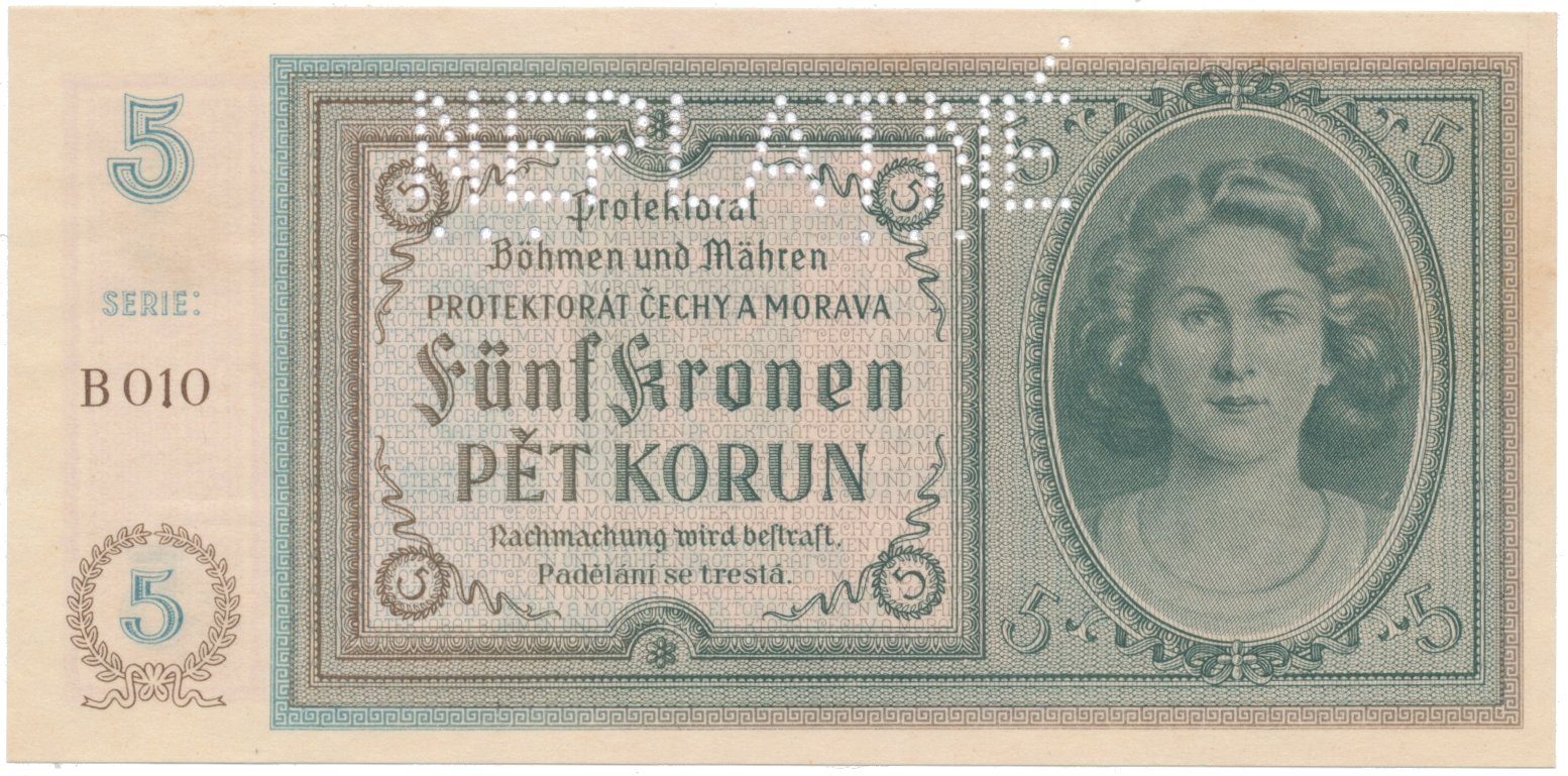 5 Koruna b.d. (1940), série B, NEPLATNÉ, Hej.31a.S2