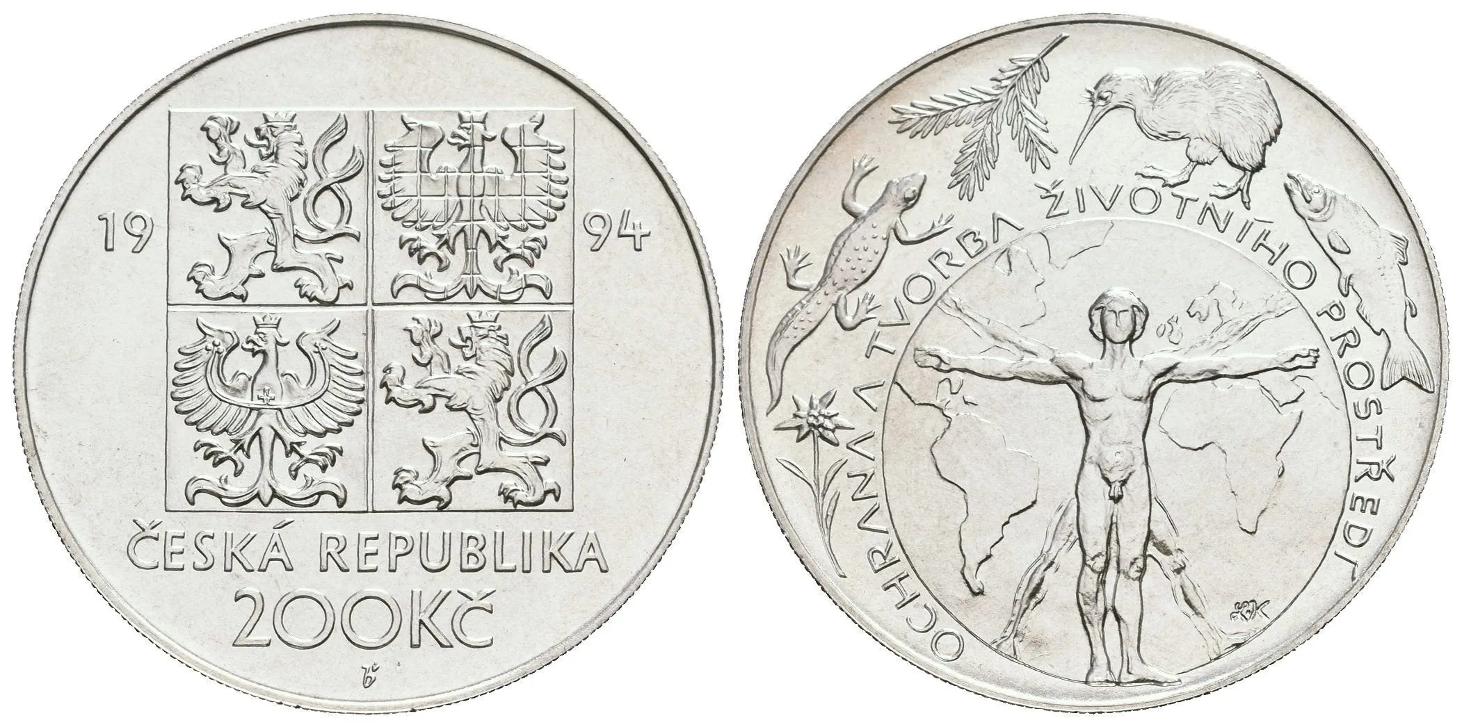 200 Kč 1994 - Ochrana životního prostředí, kapsle, certifikát — 1