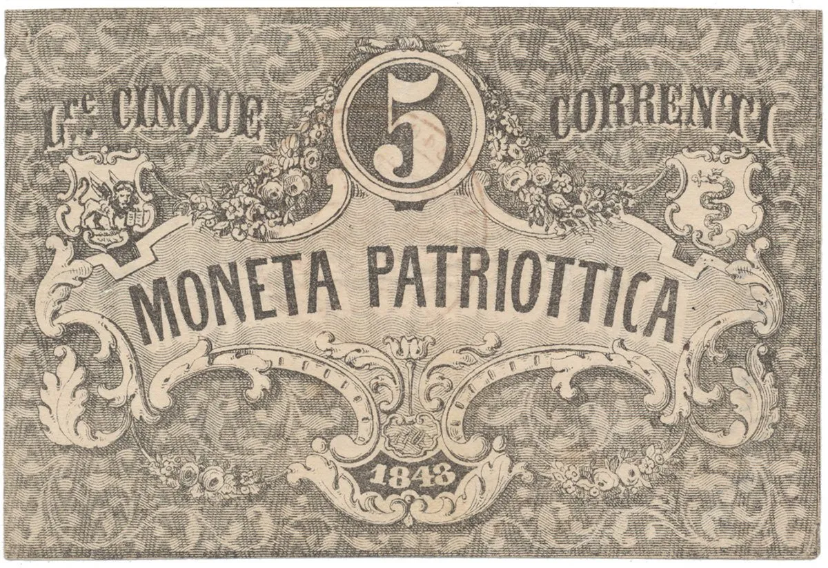 Itálie - Venezia, 5 Lire 1848, P.S188