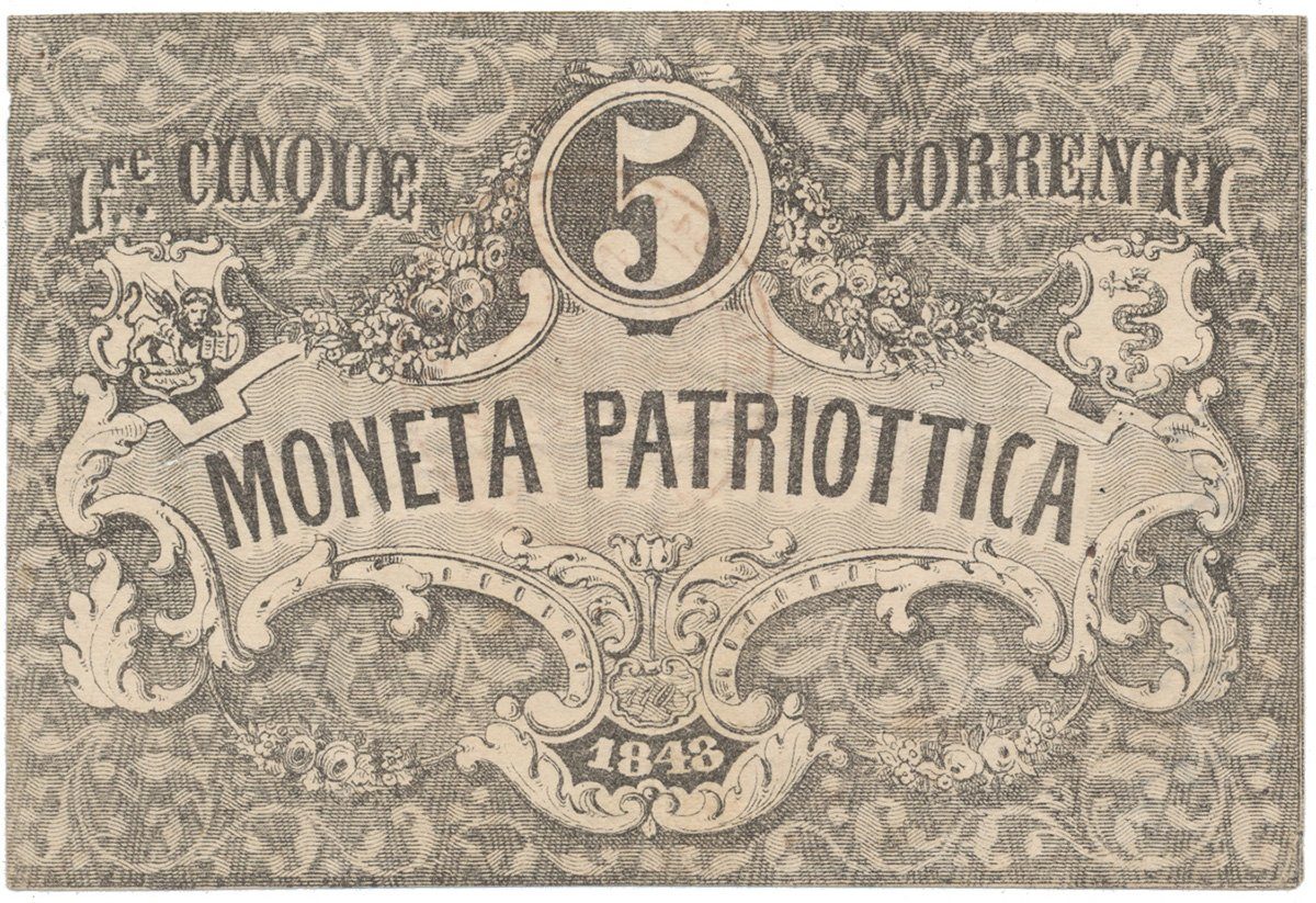 Itálie - Venezia, 5 Lire 1848, P.S188