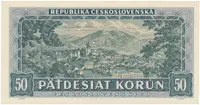 50 Koruna 1948, perforace 3 m.d. v obloučku, Hej.82bS2 - fotografie 2