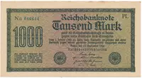 Německo, 1000 Mark 1922, vod. Gitter, zelené 6-místné číslo, Ro.75m
