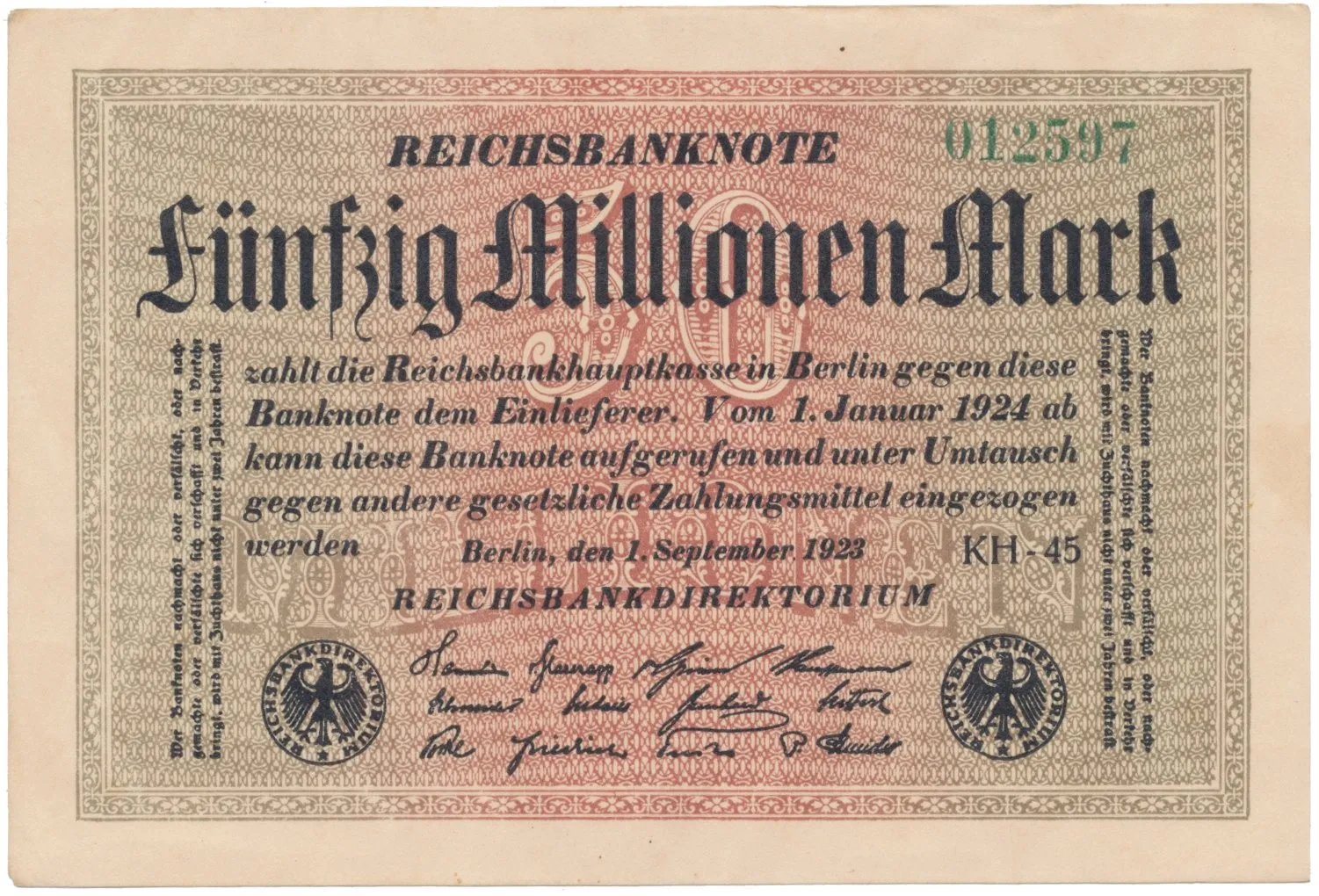 Německo, 50 Millionen Mark 1923, Ro.108e