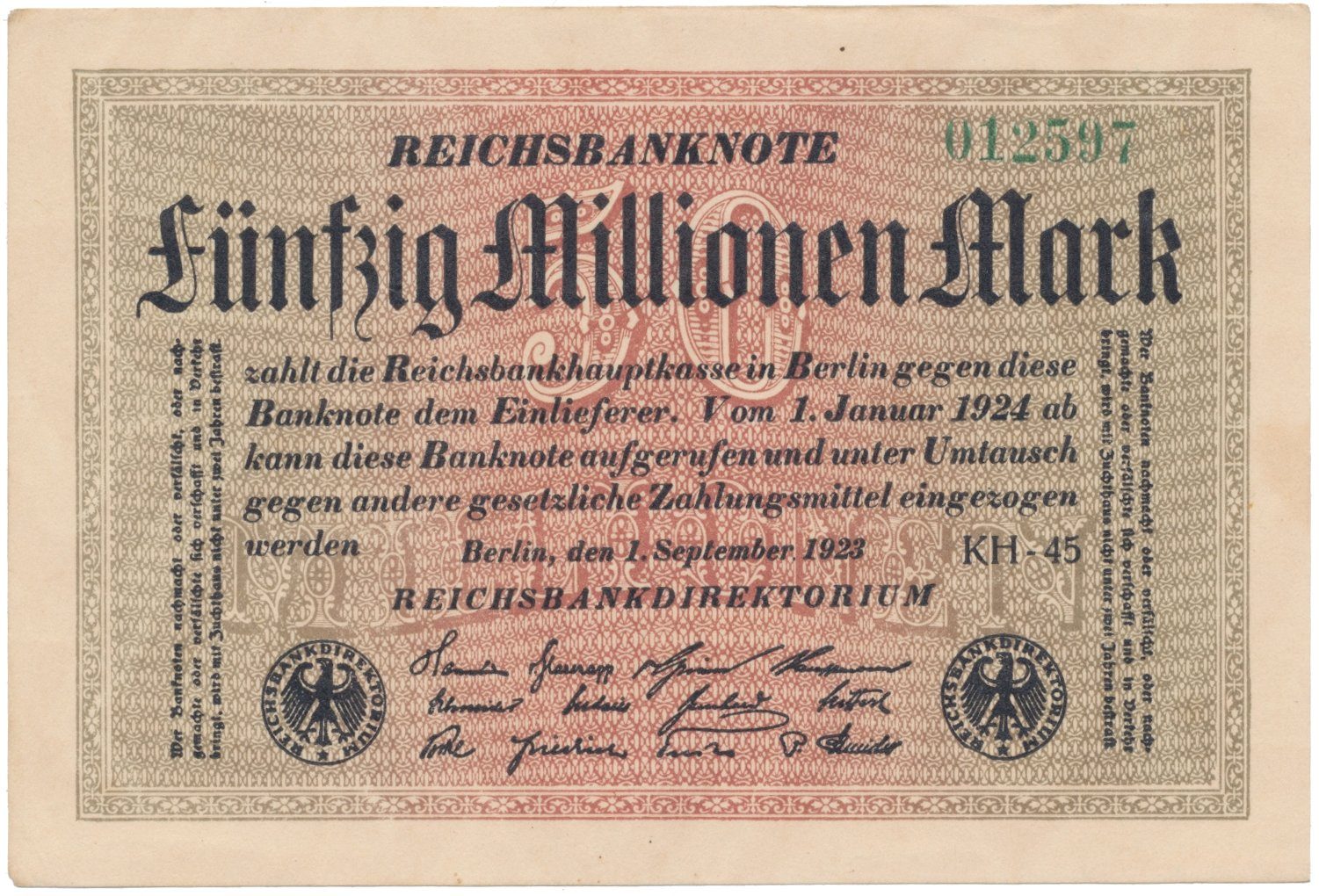 Německo, 50 Millionen Mark 1923, Ro.108e