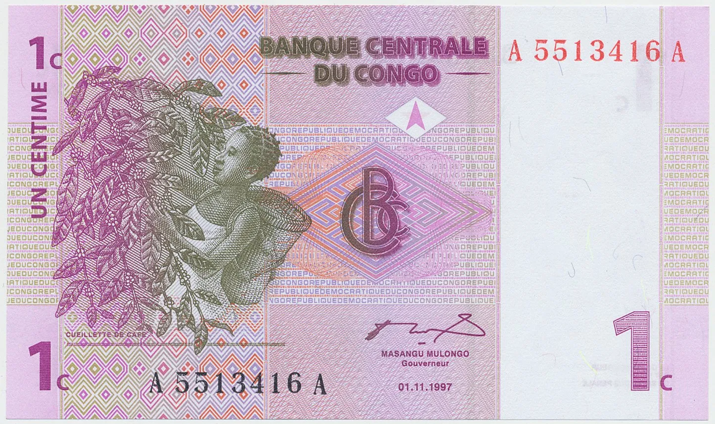 Kongo Dem. Republika, 1 Centime 1997, P.80