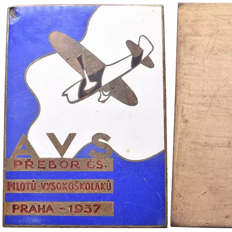 AE Plaketa 1937 - Přebor Čs. pilotů-vysokoškoláků AVS v Praze.