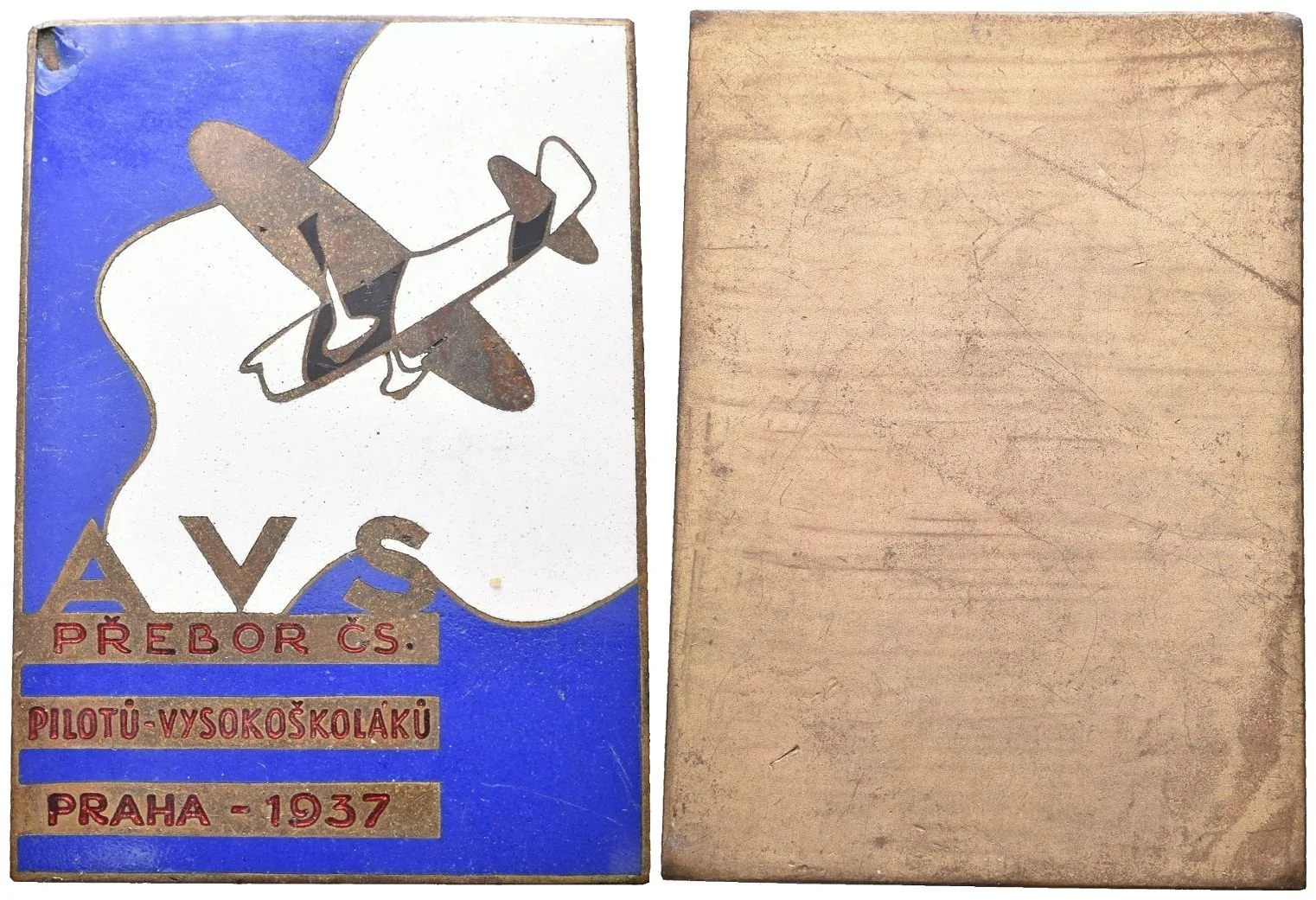 AE Plaketa 1937 - Přebor Čs. pilotů-vysokoškoláků AVS v Praze. — 1