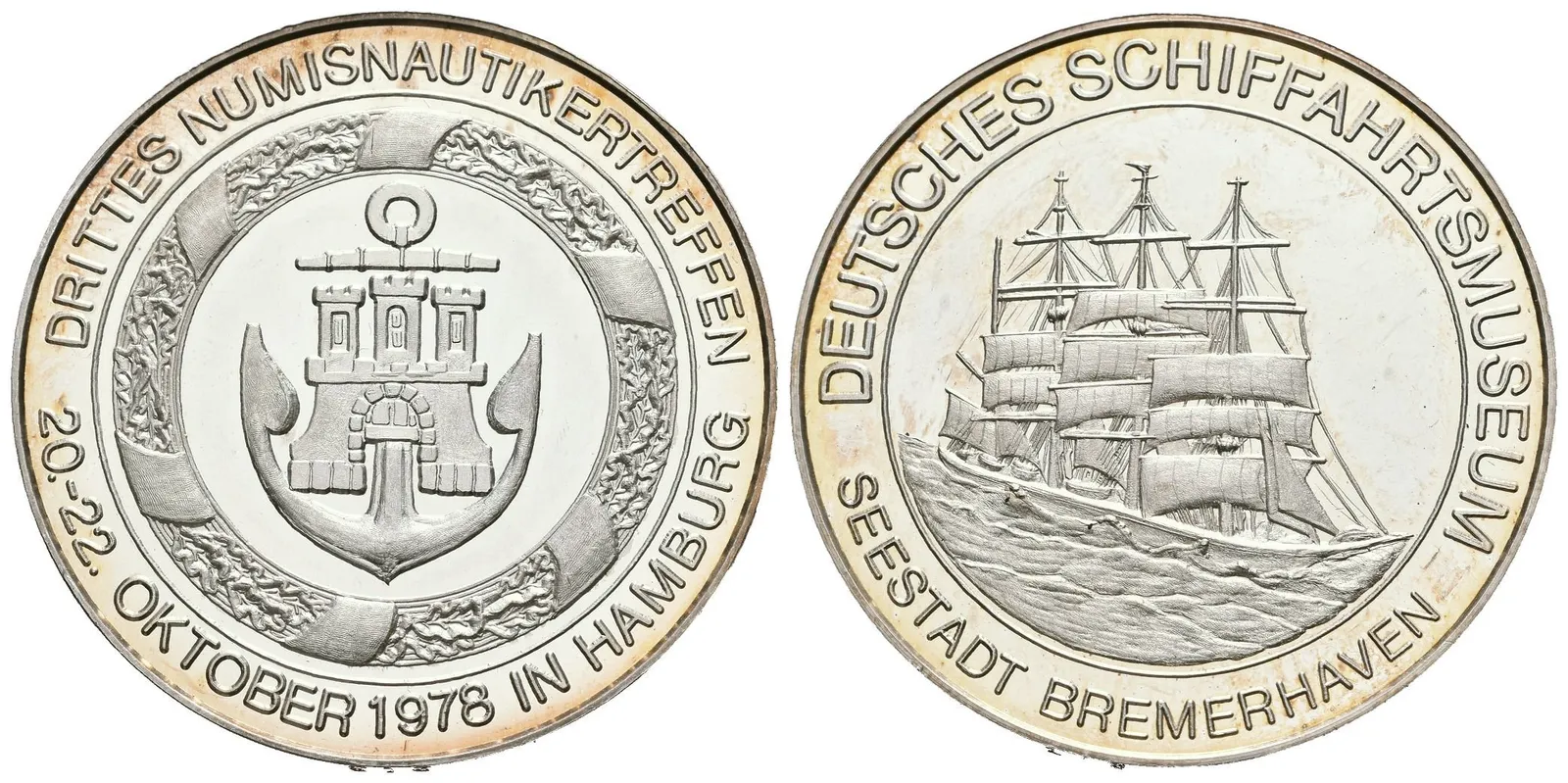 AR Medaile 1978 - K 3. setkání numismatiků v Hamburku. Ag 38 mm (20,02 g), — 1