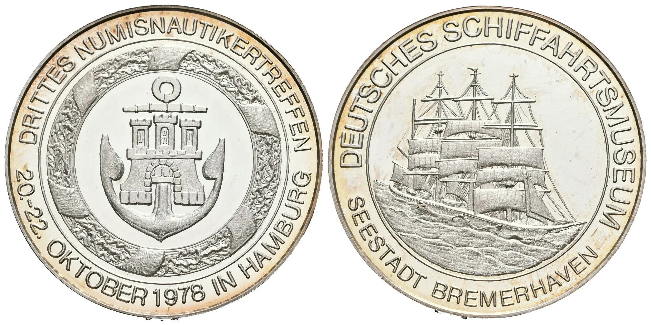 AR Medaile 1978 - K 3. setkání numismatiků v Hamburku. Ag 38 mm (20,02 g), — 1