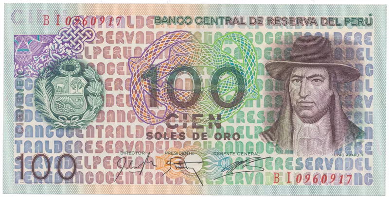 Peru, 100 Soles de Oro 1976, P.114