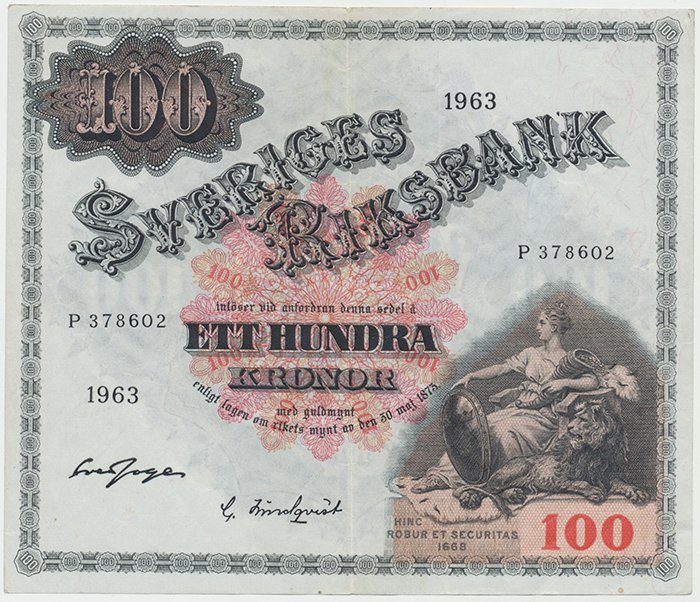 Švédsko, 100 Kronor 1963, P.48e