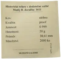 Replika - Historický tolar - Matěj II. 1611 - fotografie 2