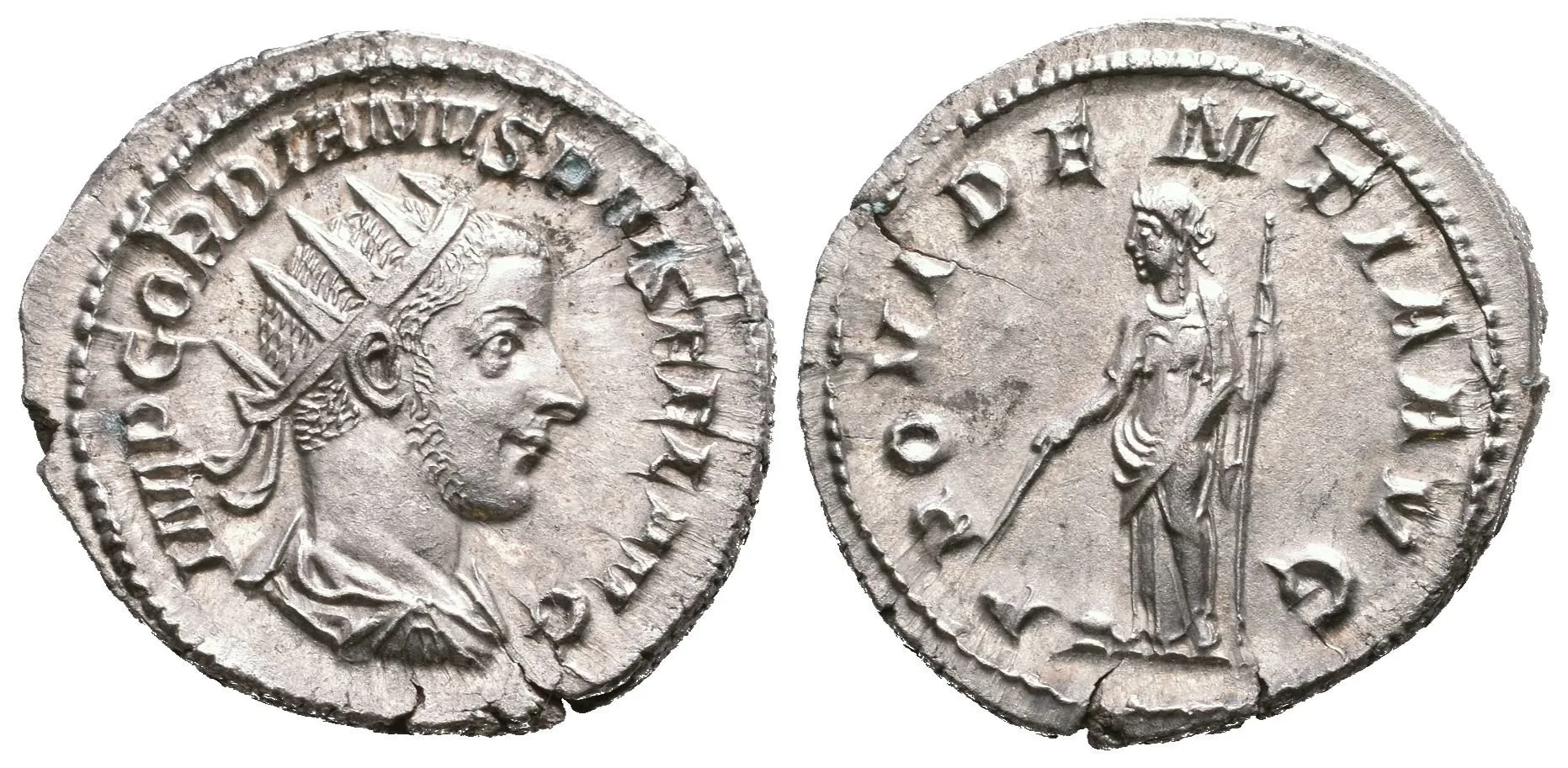 Antoninian, 243 - 244, Rv: PROVIDENTIA AVG, stojící Providentia zleva drží hůlku — 1