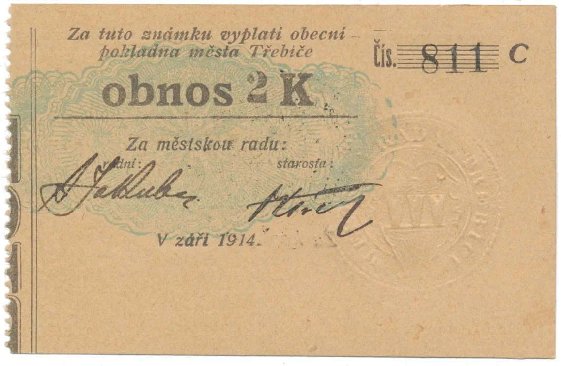 Třebíč - město, 2 K září 1914, silnější K, HH.223.5.11d1