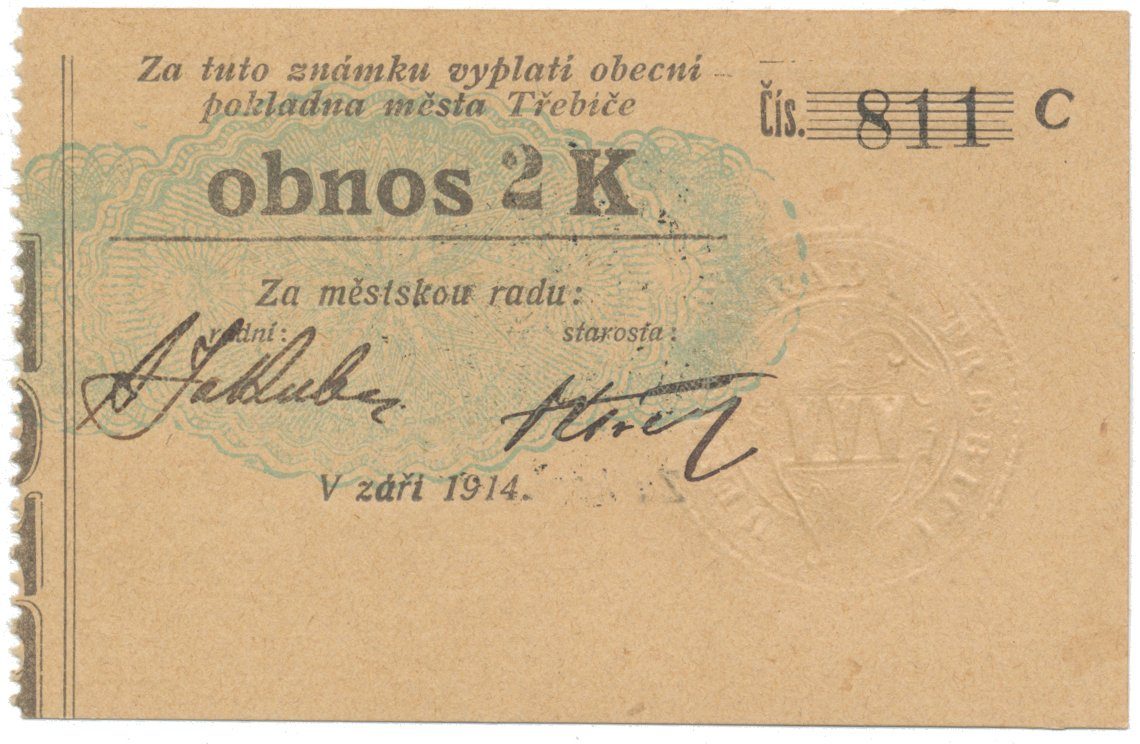 Třebíč - město, 2 K září 1914, silnější K, HH.223.5.11d1