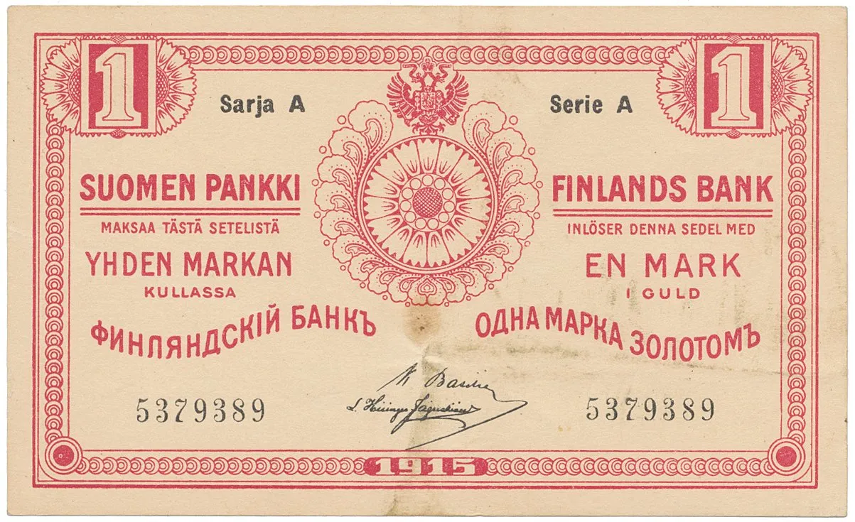 Finsko, 1 Markka 1915, P.16b