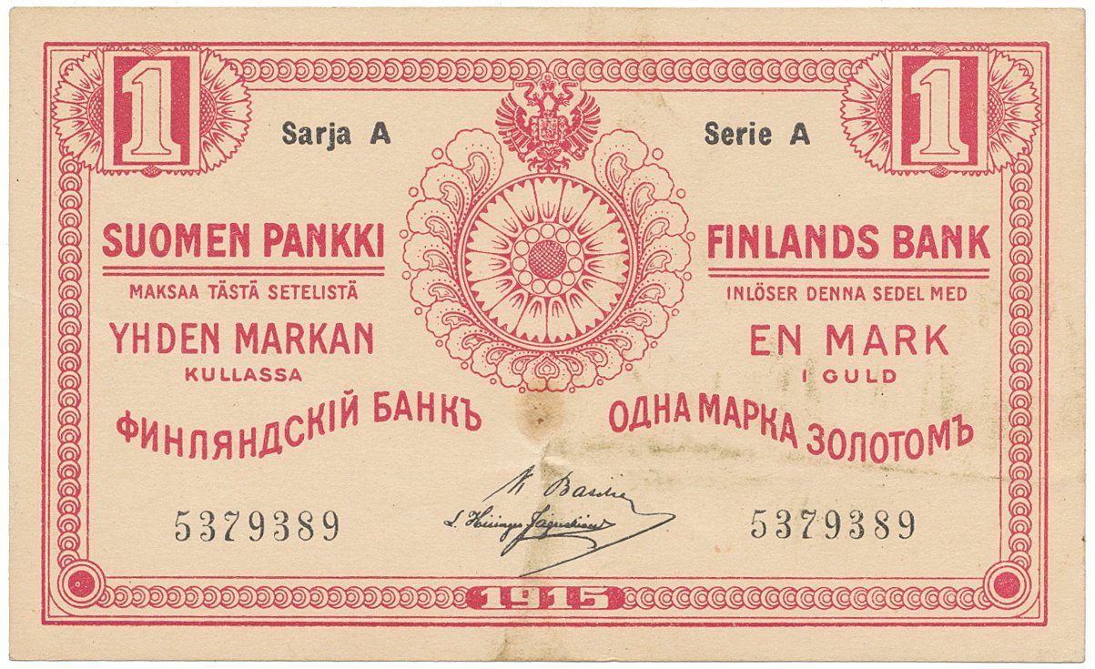 Finsko, 1 Markka 1915, P.16b