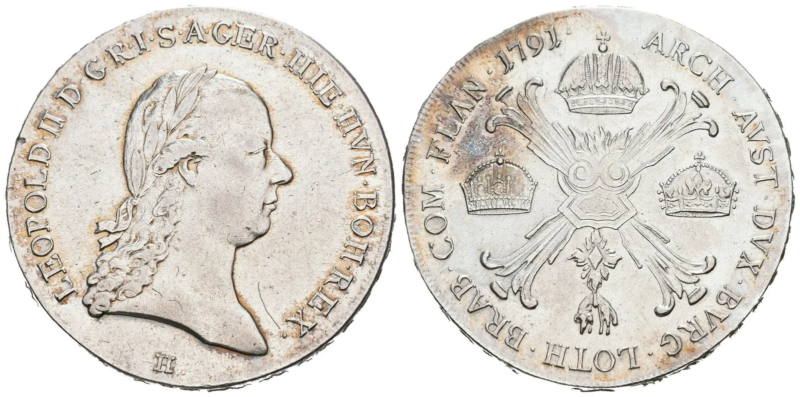 Tolar křížový 1791 H, Günzburg, pěkná zachovalost, patina, zbytky lesku, — 1