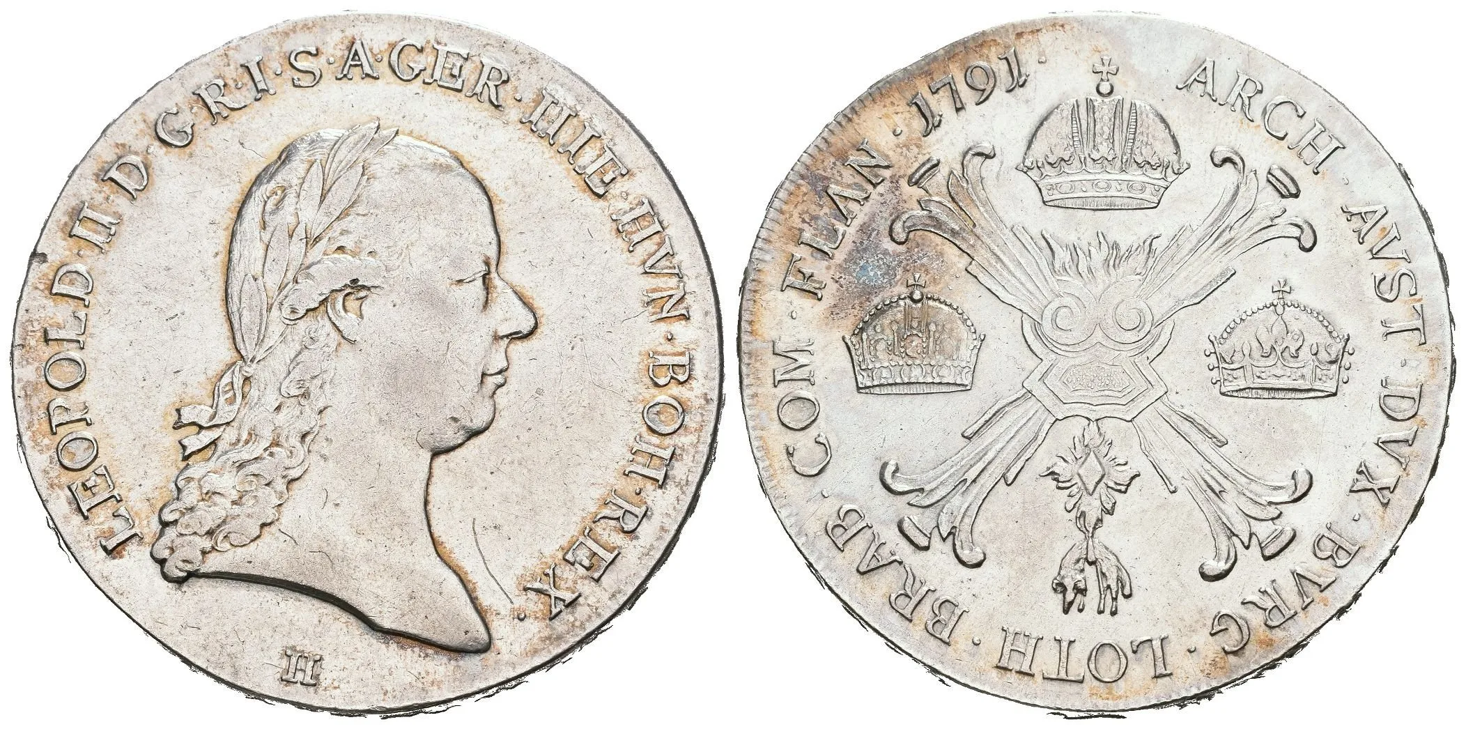 Tolar křížový 1791 H, Günzburg, pěkná zachovalost, patina, zbytky lesku, — 1