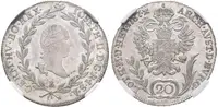 20 Krejcar 1787 B, Kremnica, Husz.1880, certifikace NGC, hodnocení MS 63, — 1