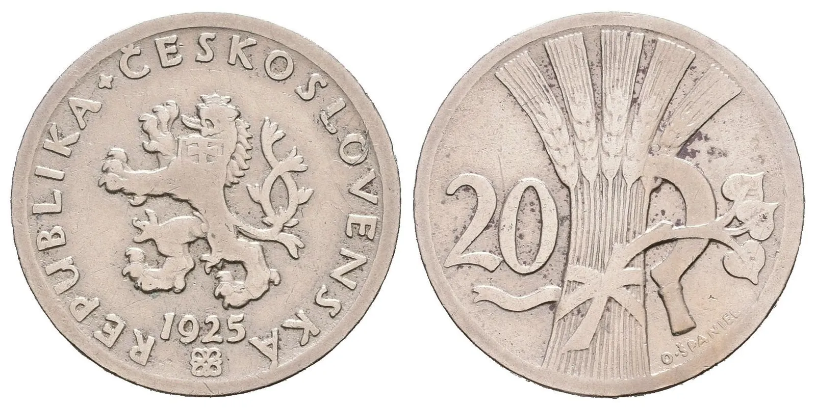 20 Haléř 1925, patina, rysky_R! — 1