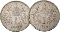1 Koruna lot 2 kusů 1914 a 1915