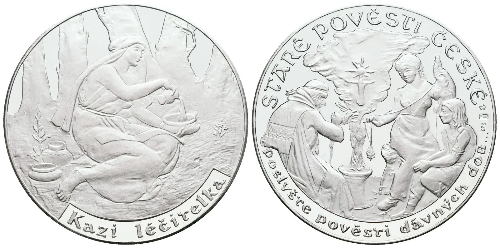 Stříbrná investiční medaile - Staré pověsti české - Kazi léčitelka- Ag 20 g - 925/1000