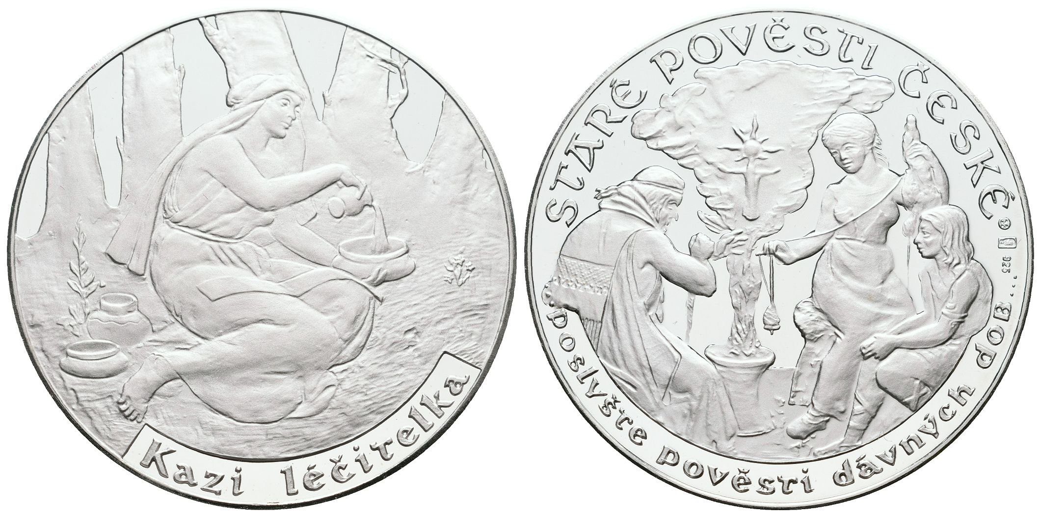 Stříbrná investiční medaile - Staré pověsti české - Kazi léčitelka- Ag 20 g - 925/1000