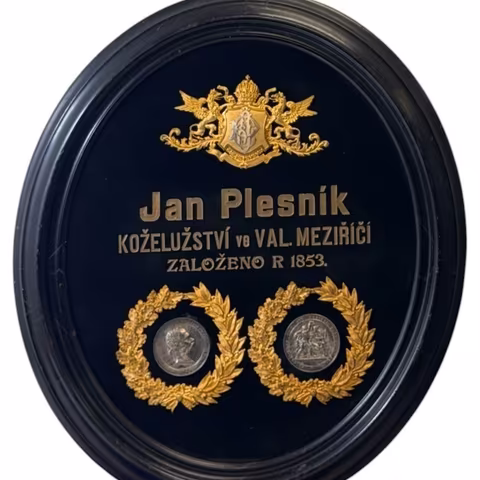 Reklamní obraz firmy Jan Plesník a Hluštík, koželužství,