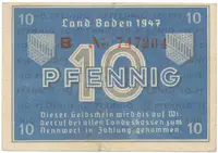 Německo - francouzská okupační zóna, Baden, 10 Pfennig 1947, Ros.209d