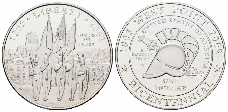 USA, 1 Dollar 2002 - West Point Military Academy, PROOF - etue