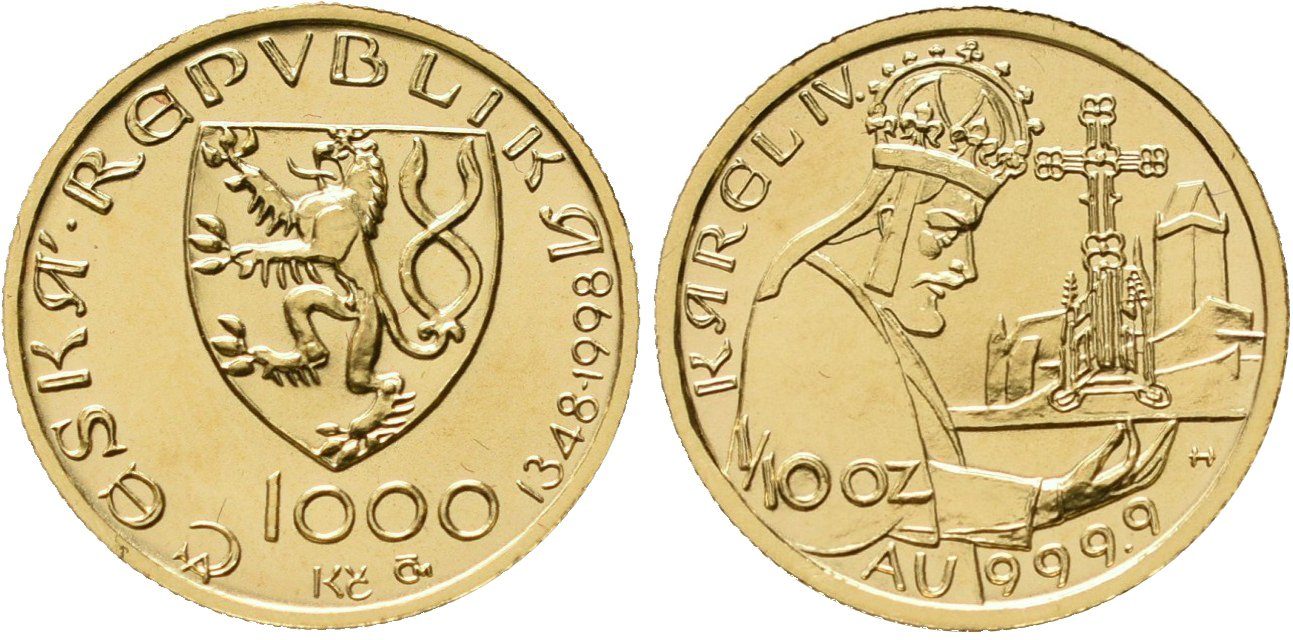 1000 Kč 1998 - Karel IV. - Založení hradu Karlštejn