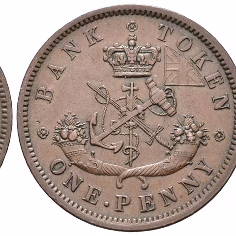Upper Canada, Bank of Upper Canada, Penny 1857, KM.Tn3, pěkná zachovalost