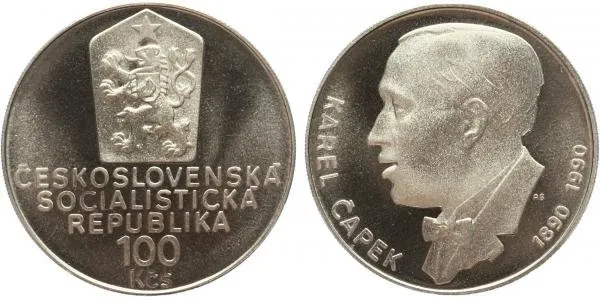 100 Kčs 1990 - Karel Čapek, PROOF