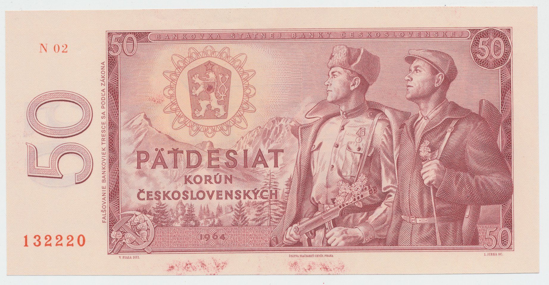 Československo, 50 Koruna 1964, série N, Hej.103b2N