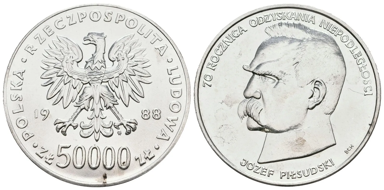Polsko, 50000 Zlotých 1988 - Józef Piłsudski