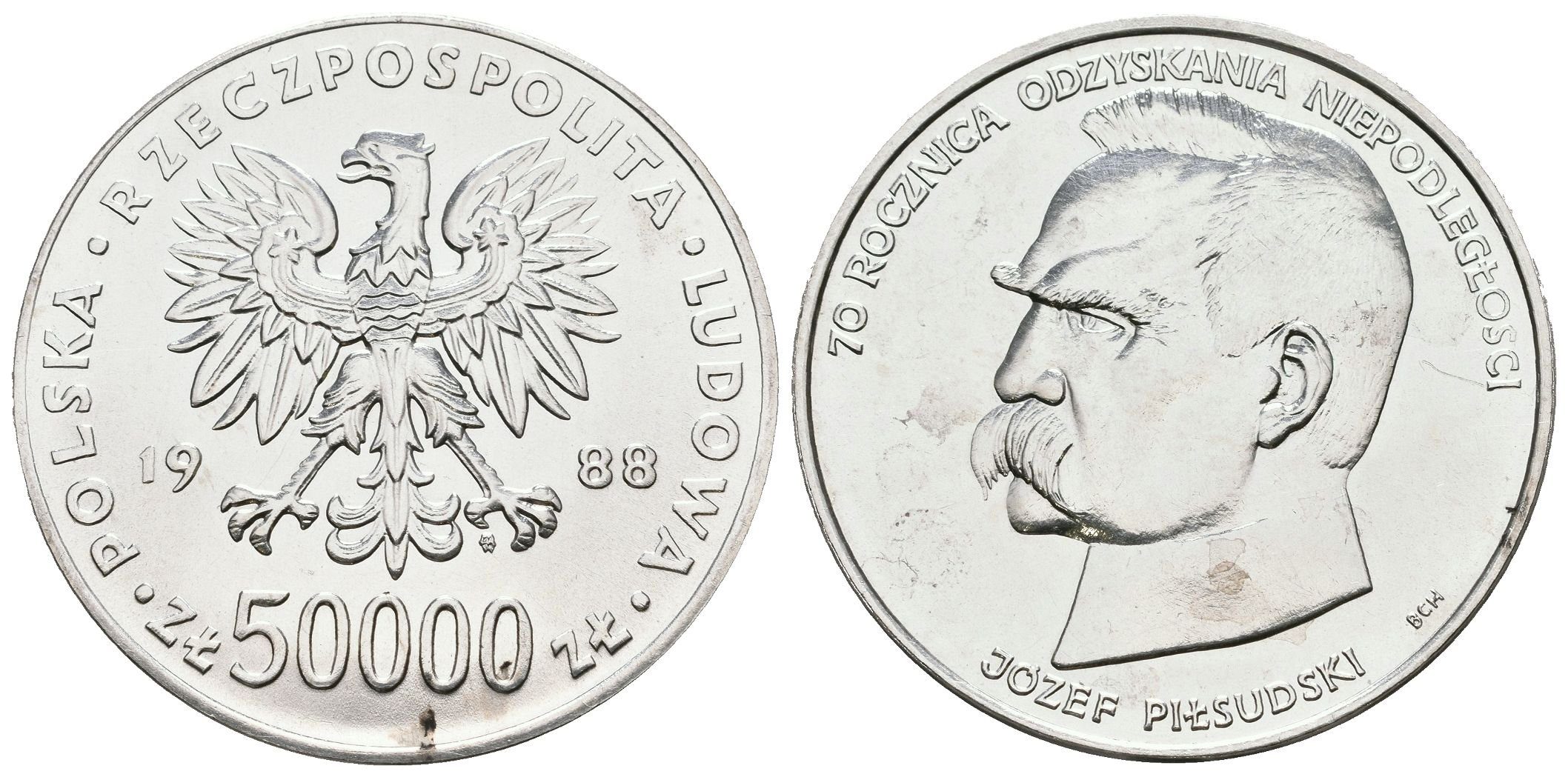Polsko, 50000 Zlotých 1988 - Józef Piłsudski
