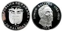 Panama, 20 Balboas 1974 - Simon Bolivar