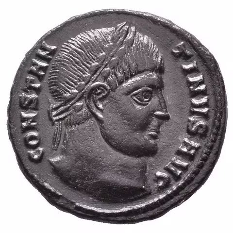 Follis, Thessalonica, 320-321, Rv: DN CONSTANTINI MAX AVG, VOT XX ve věnci,